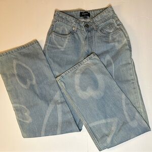 NGOrder Spray Paint Heart Wide Leg Skater Jeans High Rise Size 6